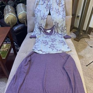 Live Love Lounge by Karen Neuburger 3 PC Lounge Wear Violet and Gray- Size M